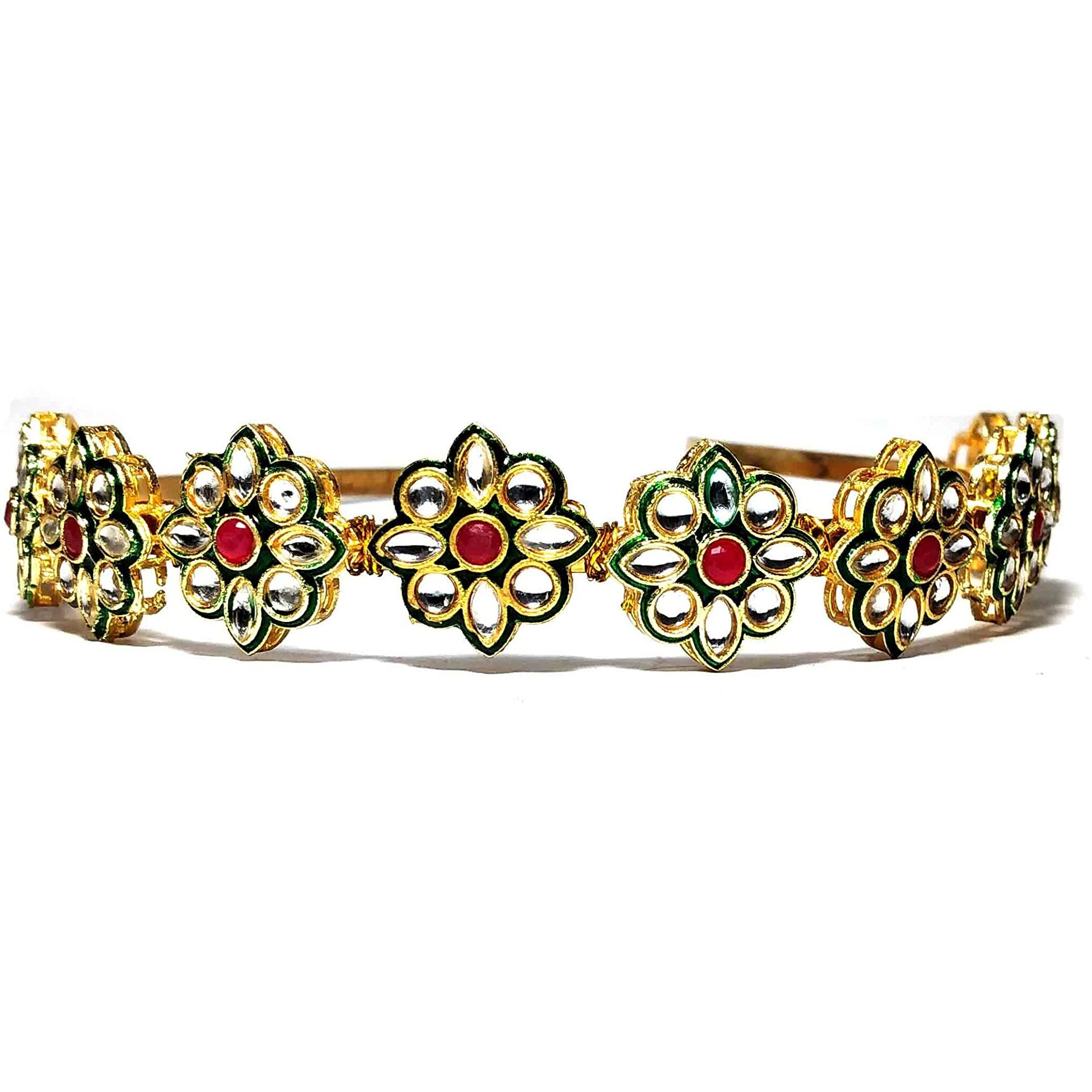 Pinoozclub Kundan Gold Plated Hair Band for Women and Girls/Bride (Kundan Plated)