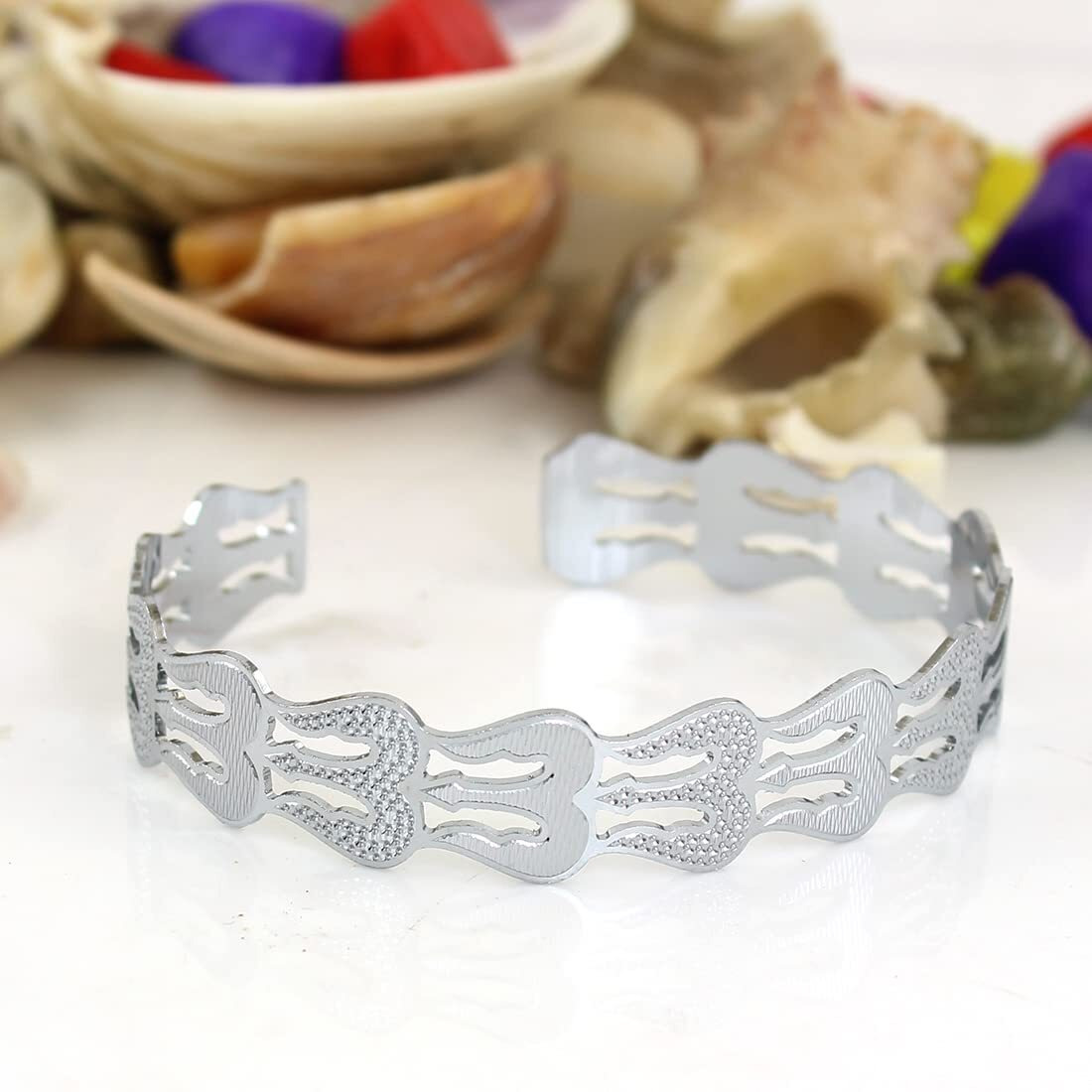 Nakabh Antique Vintage Ethnic Kada Bracelet for men women boys girls (Design-02-Silver)