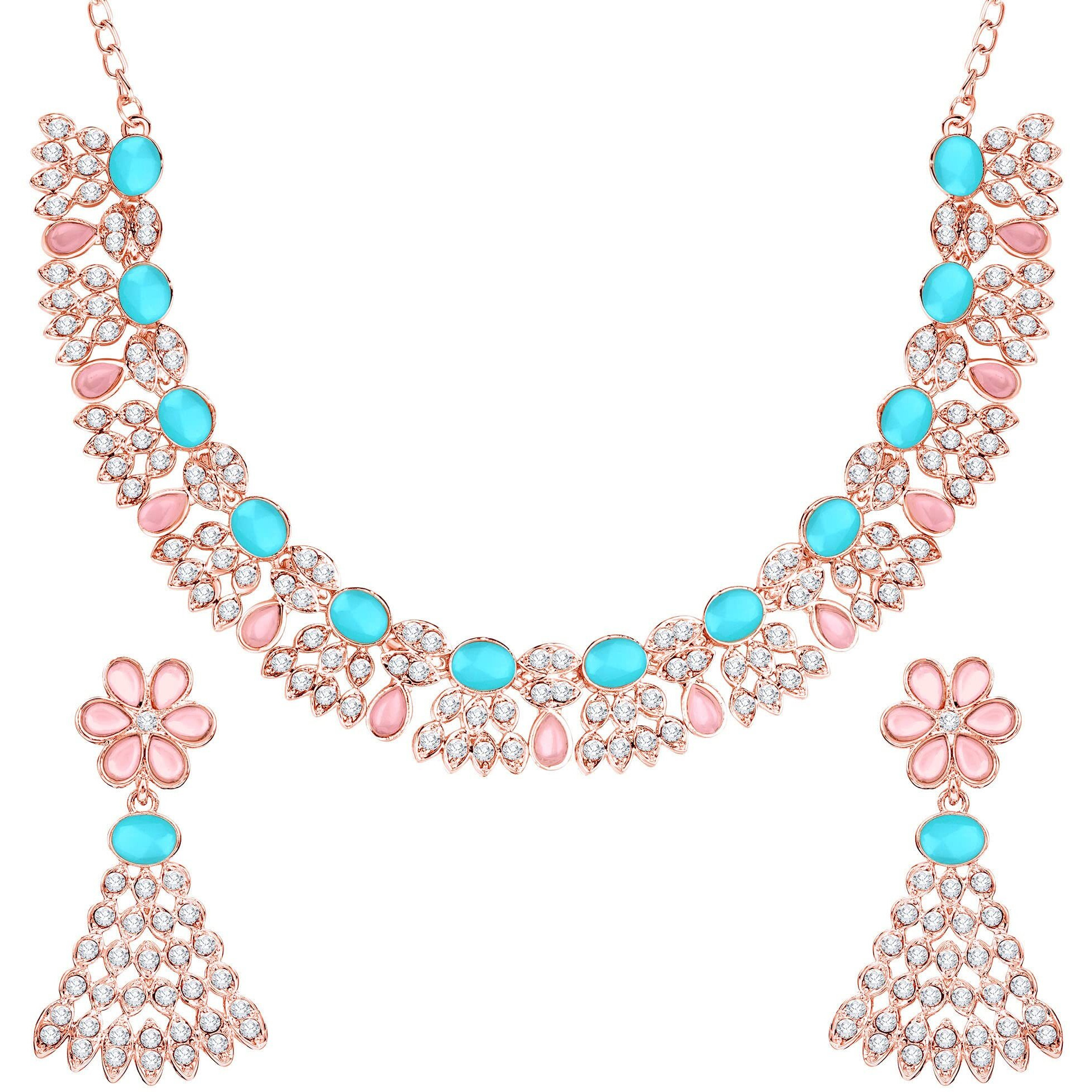 Atasi International Gold Plated Womens Necklace/Jewellery Set with Earrings (MPB5774)