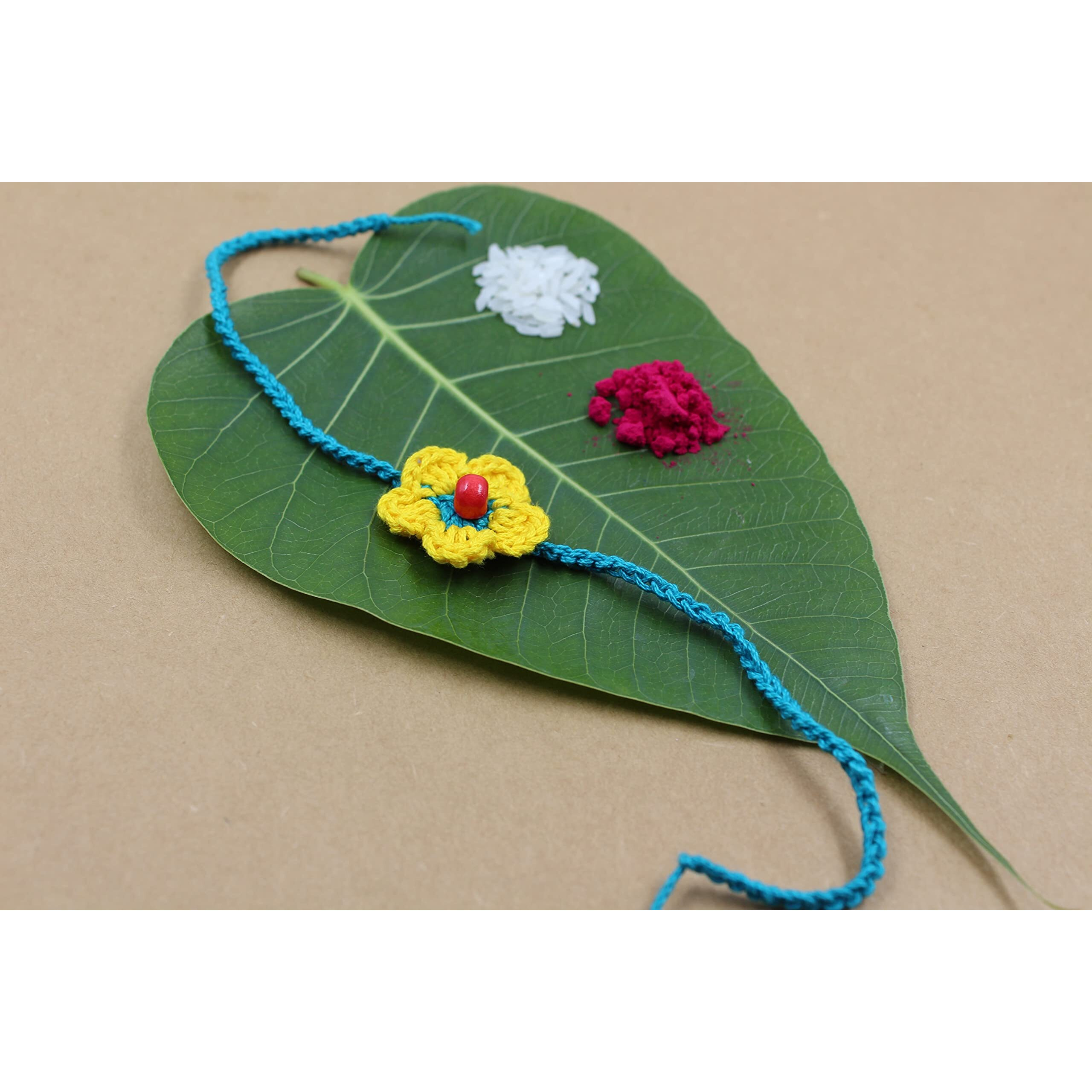 Prapti Handicrafts Handmade Multicolour Crochet Eco-Friendly Rakhis for Bhaiya Brother Kids(Pack of 2)