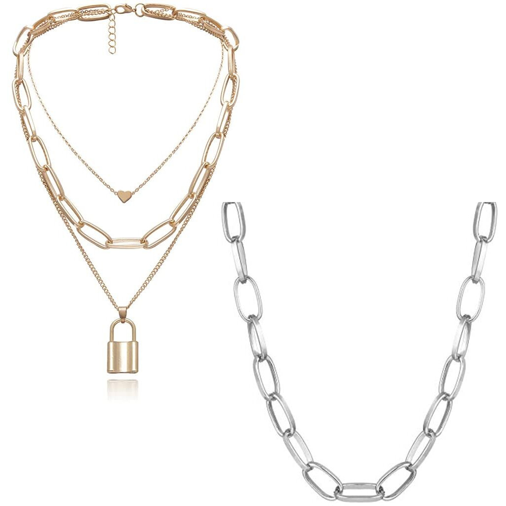 YouBella Jewellery Stylish Combo of Two Necklace Chains for Women and Girls (Style 2)