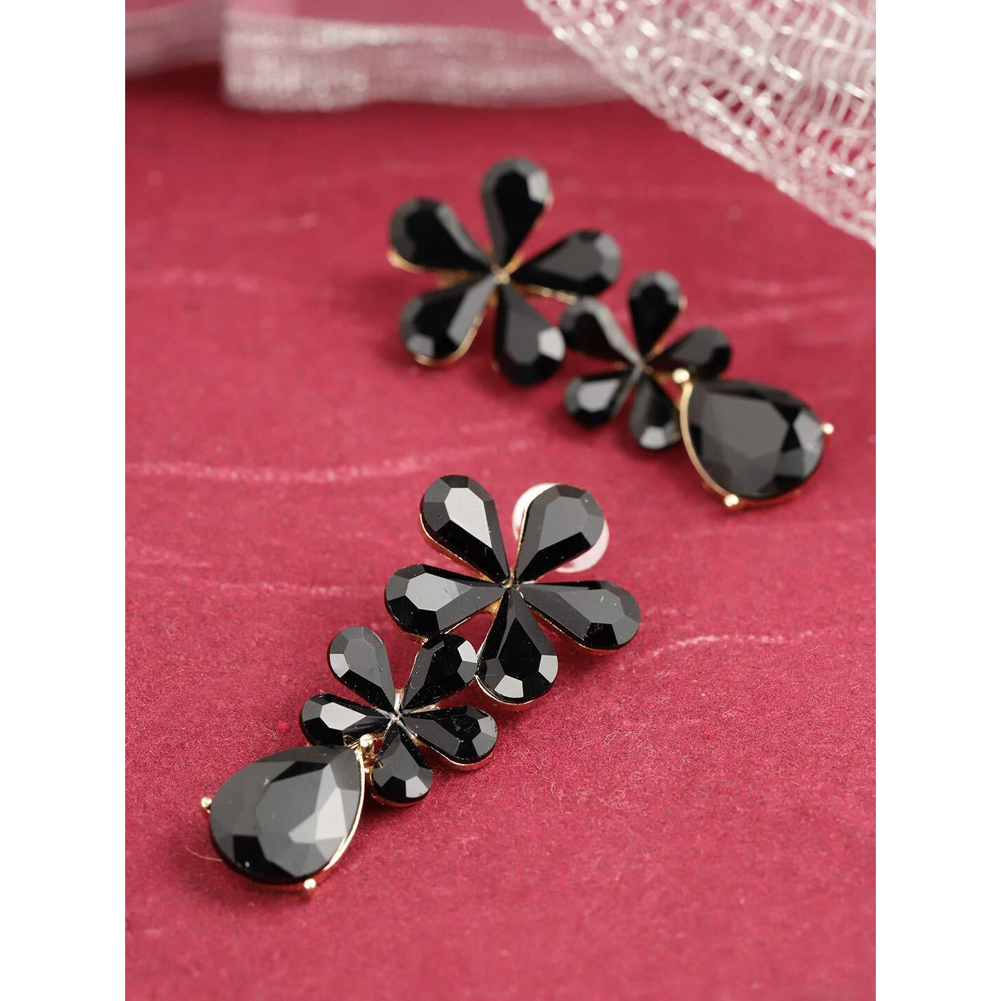 YouBella Jewellery Valentine Collection AAA Swiss Zircon Earings Fashion Earrings for Girls and Women (Black)
