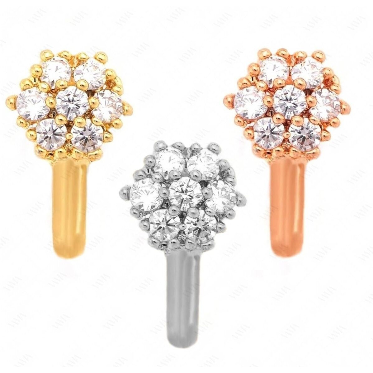 VAMA FASHIONS Clip on Nose rings without Piercing Pressing Press Type Combo Nose Pin Stud for Women & Girls (Without Piercing Nose pin Combo)