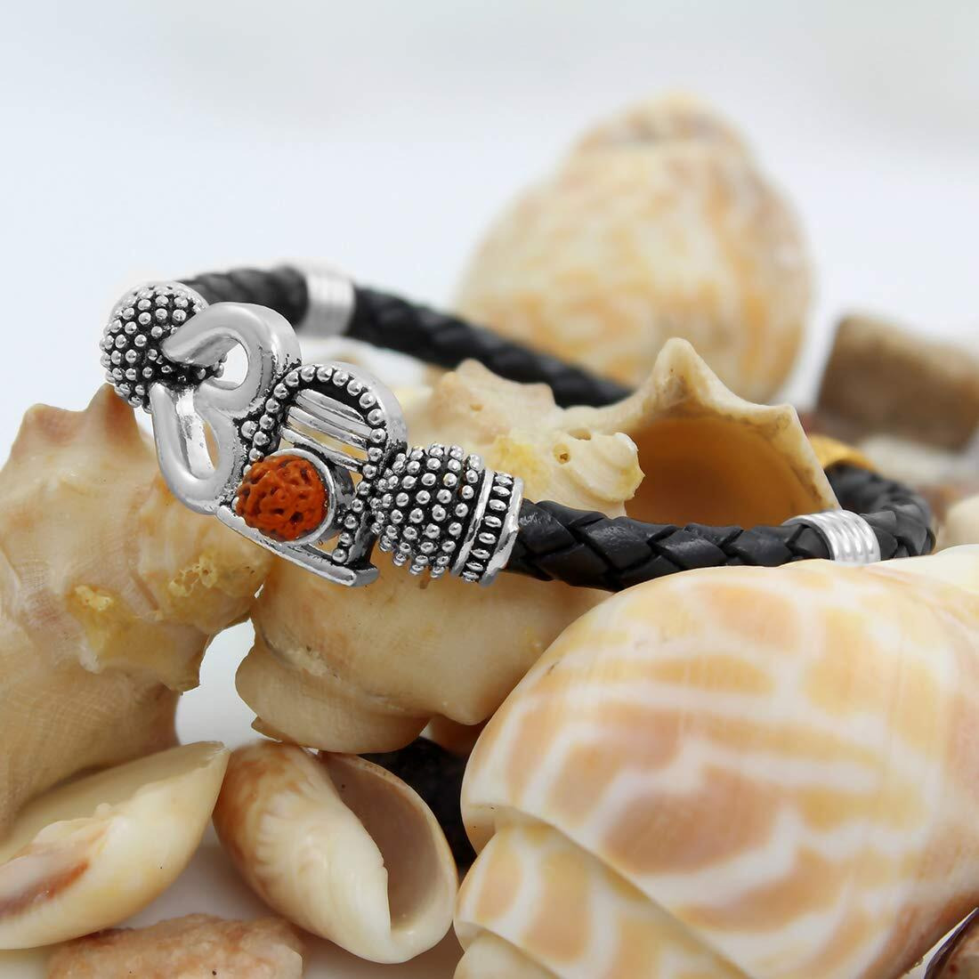 Nakabh Antique Vintage Ethnic Kada Bracelet for Men Women Boys Girls (Shivling Silver)