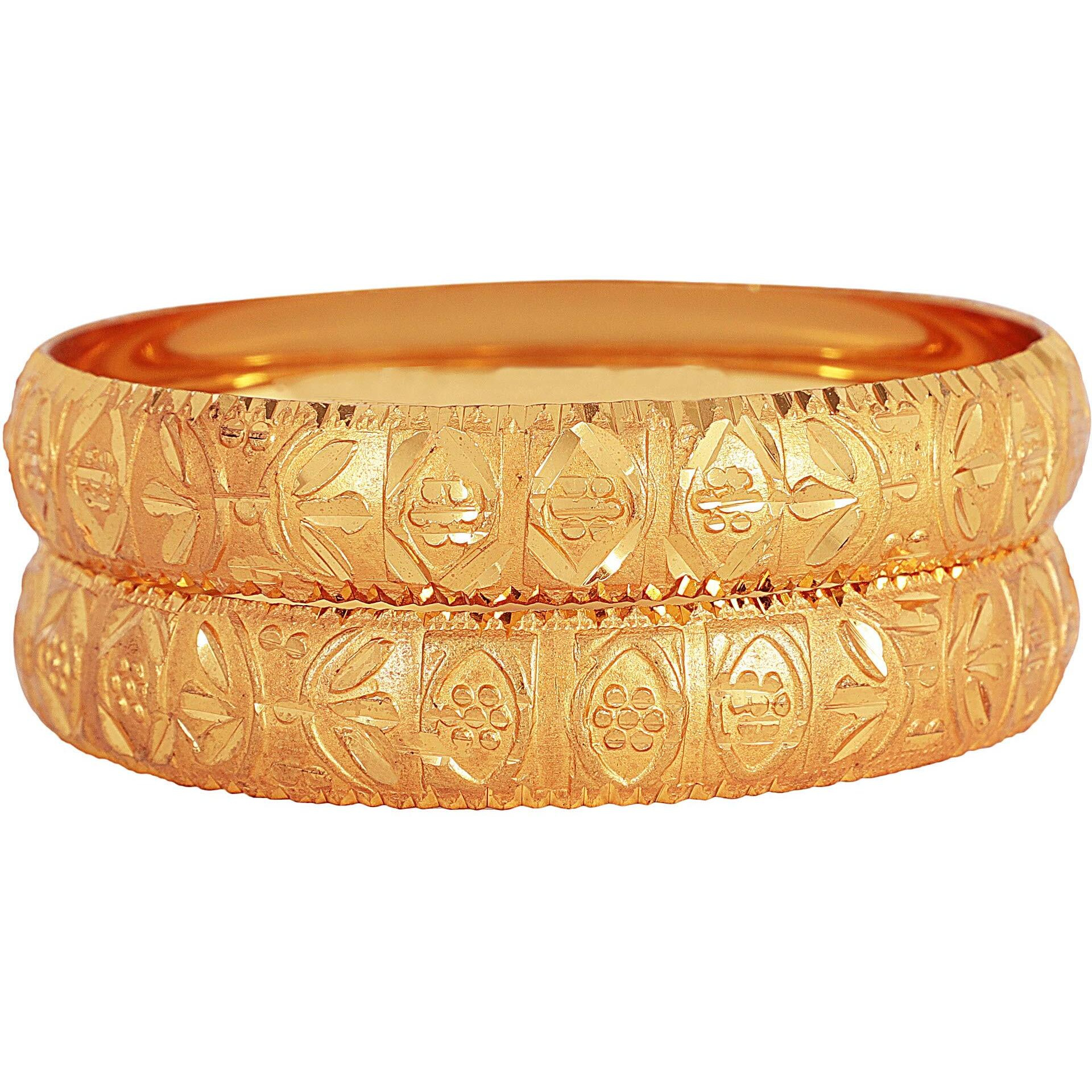 Shining Diva Fashion Set of 2 Latest Traditional Design One Gram Gold Plated Bracelet Bangle for Women and Girls (Design3) (11717b_2.8)