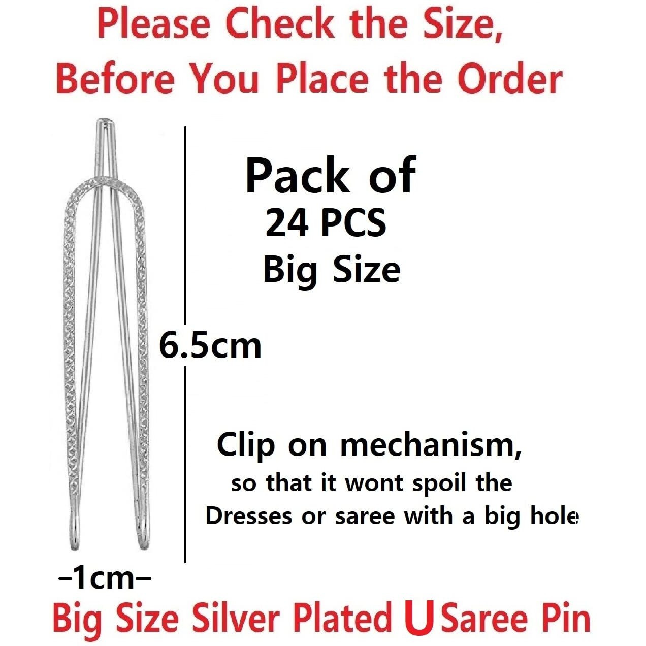 VAMA FASHIONS Silver Clip on Safety Sari Sadi Clip Brooch Waist Pleats Pallu Saree pins for women (silver brooch for women)