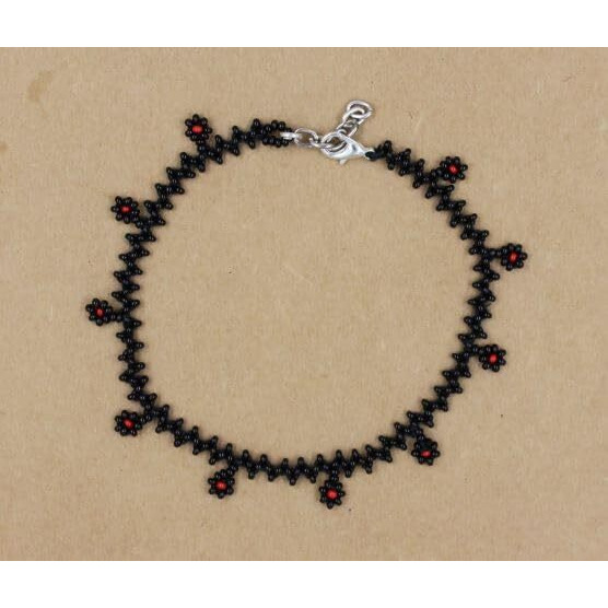 Prapti Handicrafts Beads Anklets Barefoot Jewelry/Foot Wear Payal for Women/Girls (Pack of 1) (Zic Zac Flower Design)