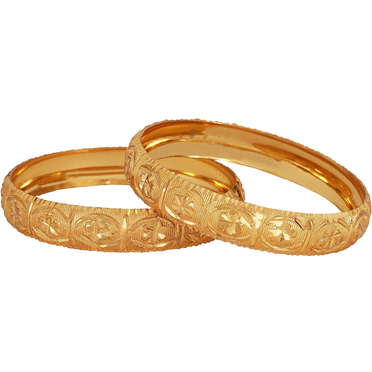 Shining Diva Fashion Set of 2 Latest Traditional Design One Gram Gold Plated Bracelet Bangle for Women and Girls (Design1) (11713b_2.8)