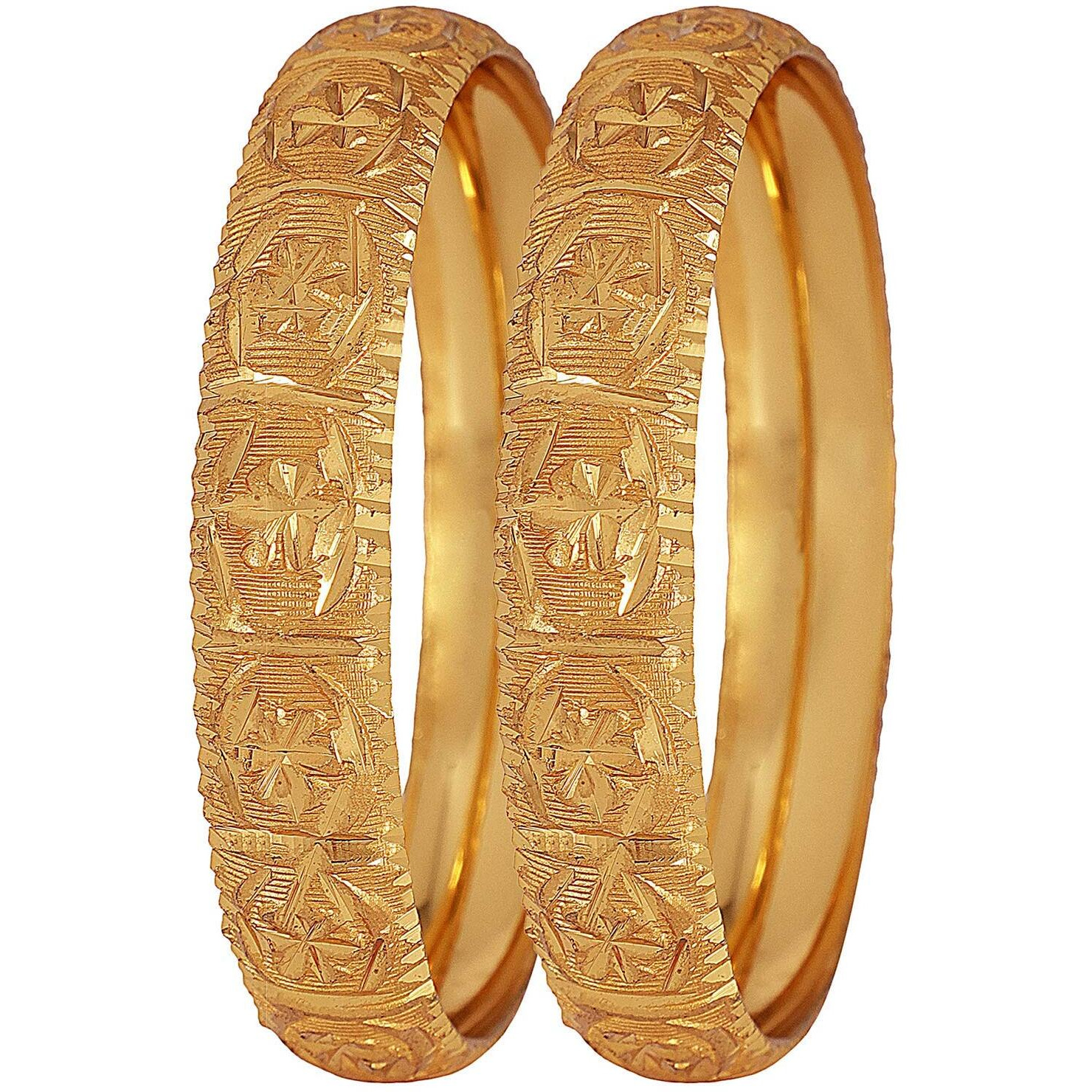 Shining Diva Fashion Set of 2 Latest Traditional Design One Gram Gold Plated Bracelet Bangle for Women and Girls (Design1) (11713b_2.8)