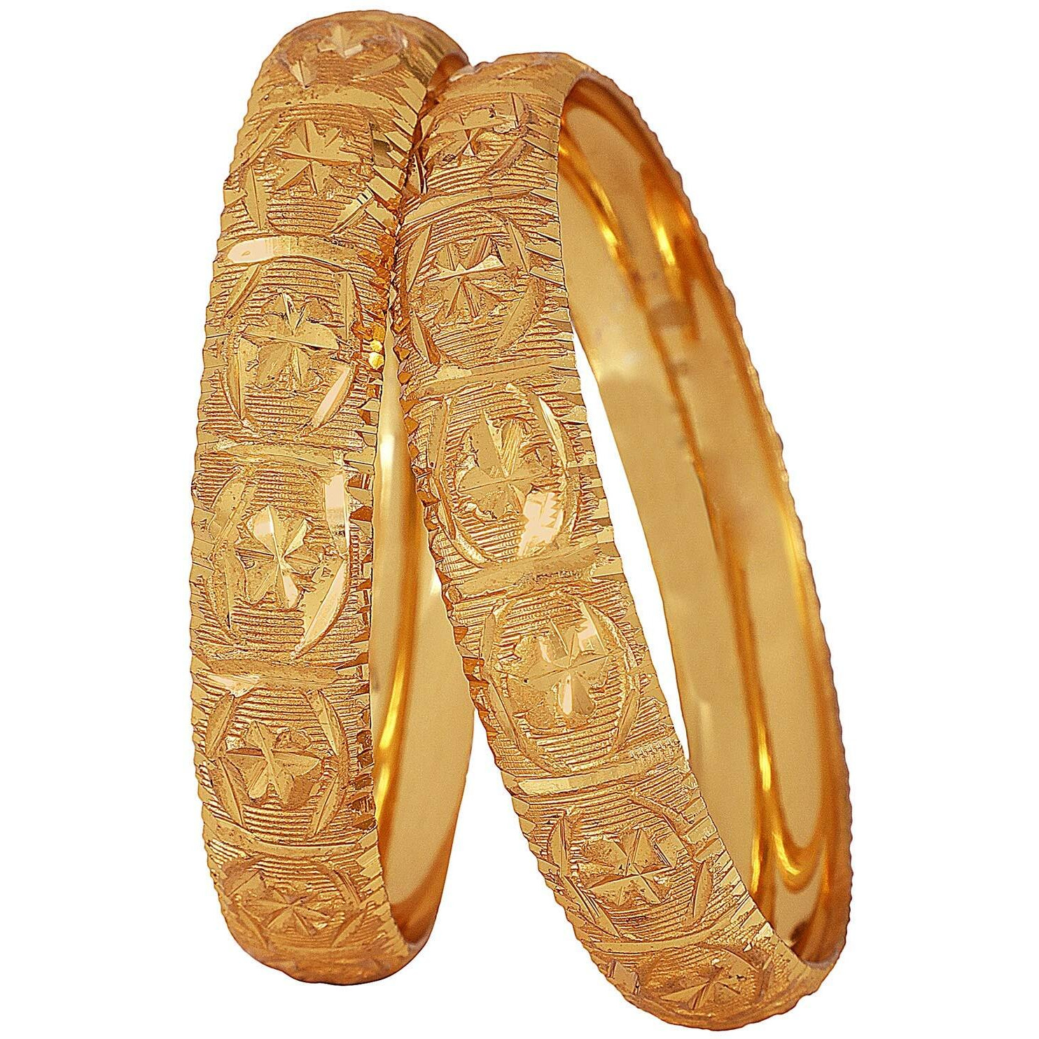 Shining Diva Fashion Set of 2 Latest Traditional Design One Gram Gold Plated Bracelet Bangle for Women and Girls (Design1) (11713b_2.8)