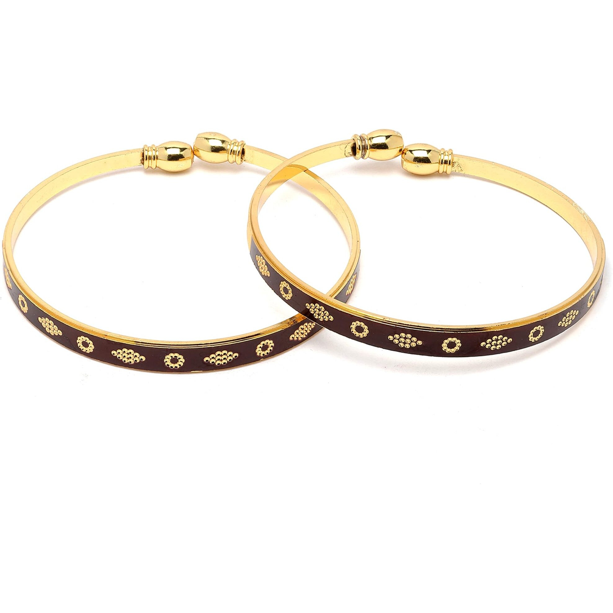 ZENEME 18 K Gold-Plated Dual Tone Handcrafted Openable Bangle Kada Set of 2 Bracelet Bangles for Women and Girls