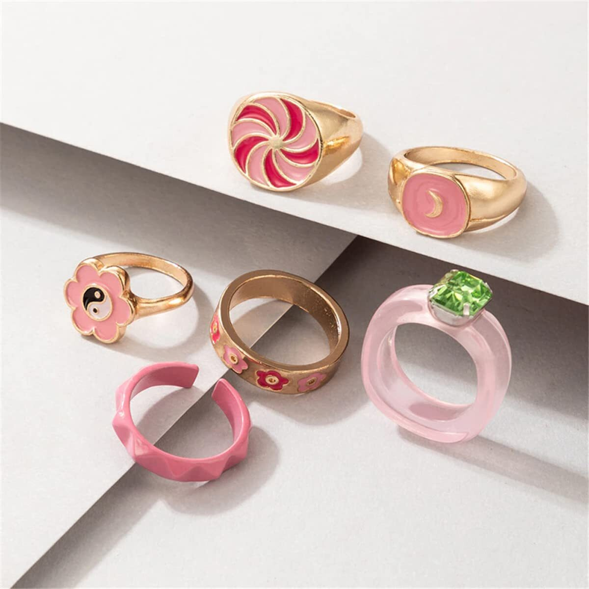 Jewels Galaxy Mesmerizing Vintage Gold Plated Stunning Rings For Women/Girls (Mixed Sizes) (Design 18)