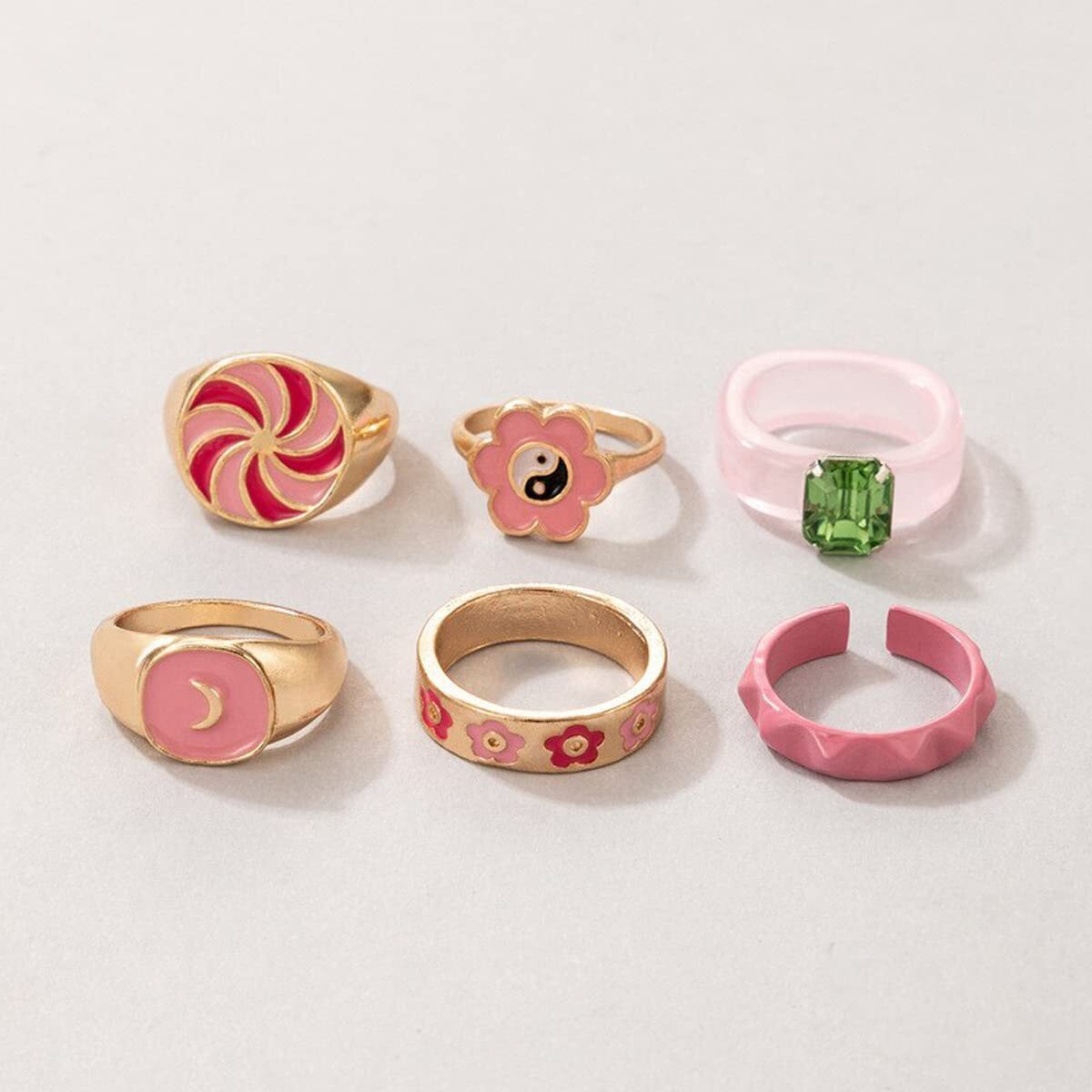 Jewels Galaxy Mesmerizing Vintage Gold Plated Stunning Rings For Women/Girls (Mixed Sizes) (Design 18)