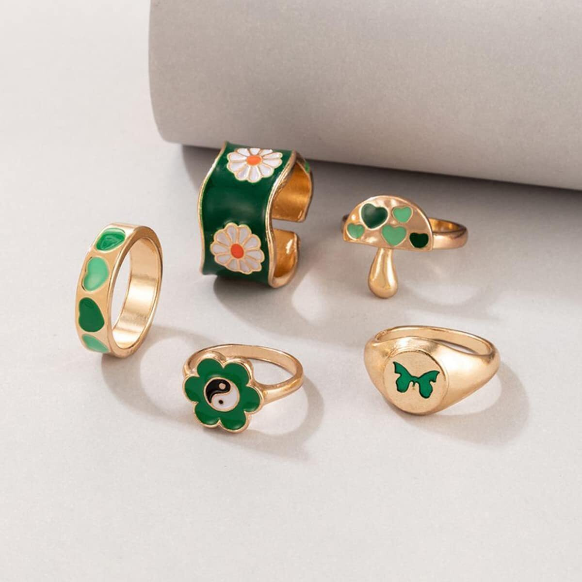 Jewels Galaxy Mesmerizing Vintage Gold Plated Stunning Rings For Women/Girls (Mixed Sizes) (Design 16)