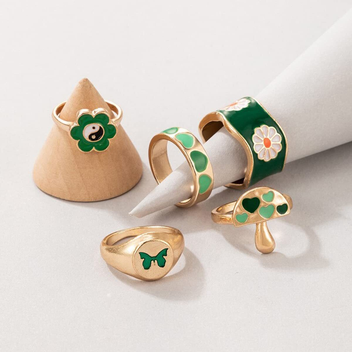 Jewels Galaxy Mesmerizing Vintage Gold Plated Stunning Rings For Women/Girls (Mixed Sizes) (Design 16)