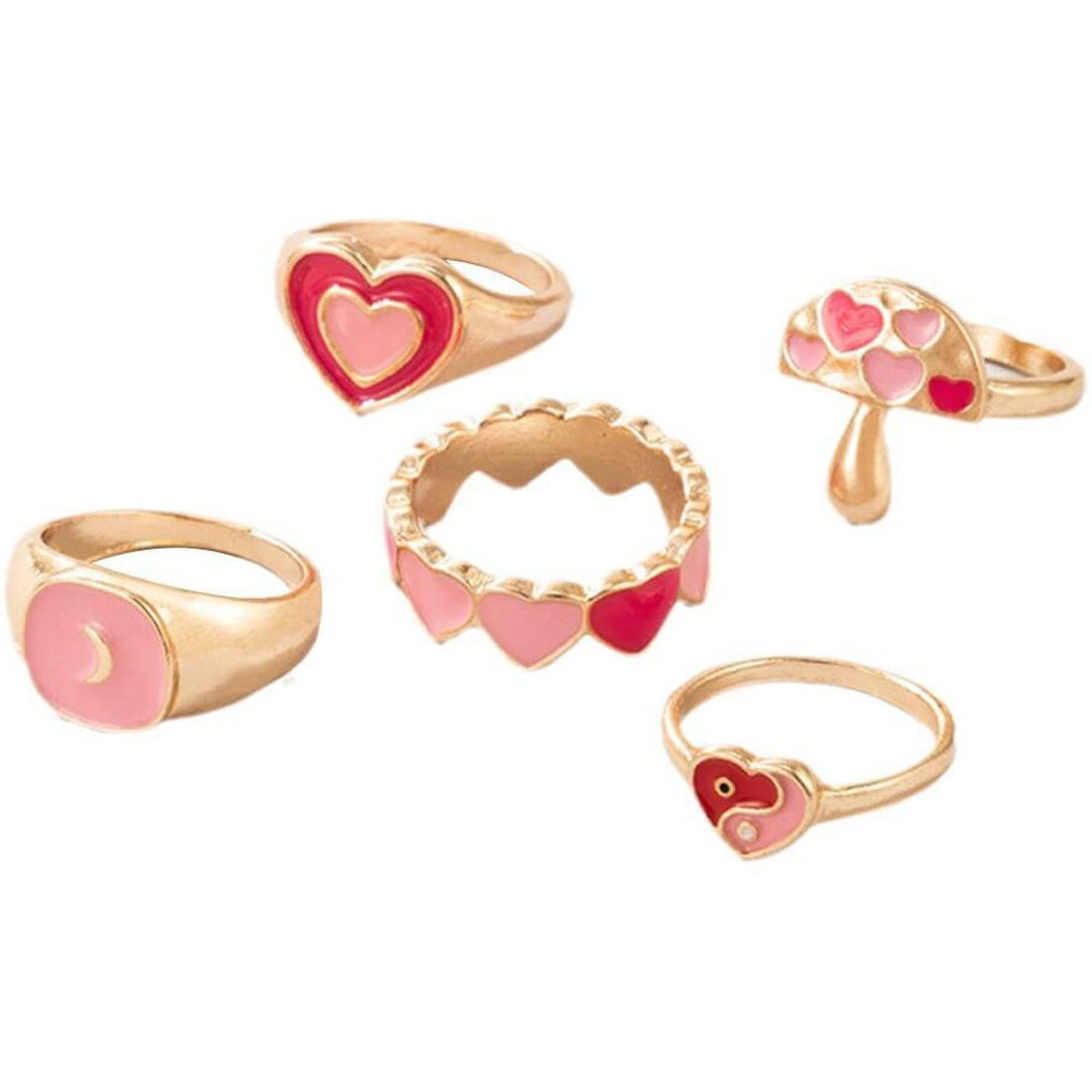Jewels Galaxy Stylish Vintage Floral Designs Silver Plushy Rings For Women/Girls (Mixed Sizes) (Design 31)