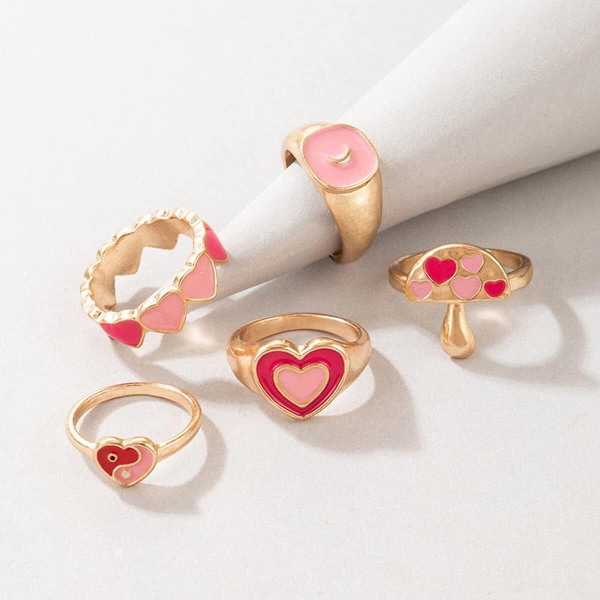 Jewels Galaxy Stylish Vintage Floral Designs Silver Plushy Rings For Women/Girls (Mixed Sizes) (Design 31)
