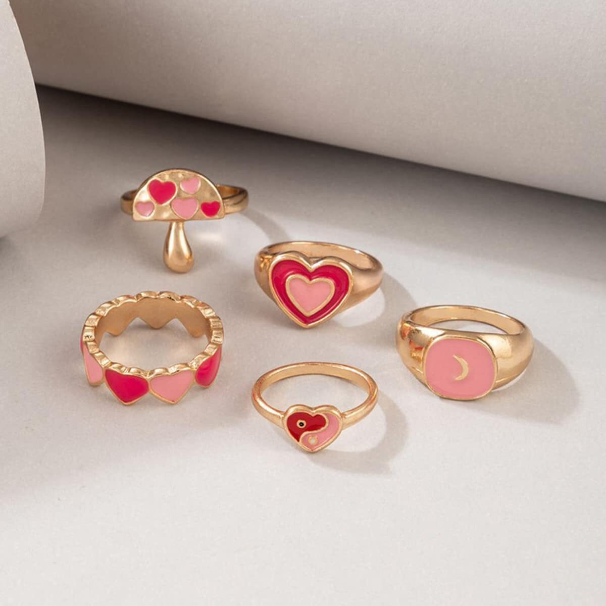 Jewels Galaxy Mesmerizing Vintage Gold Plated Stunning Rings For Women/Girls (Mixed Sizes) (Design 17)