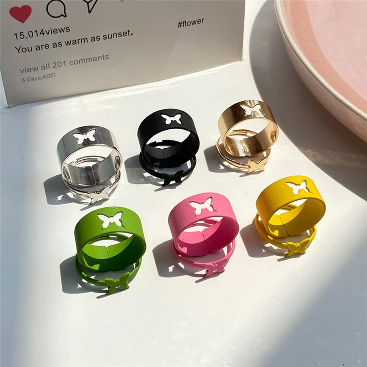 Jewels Galaxy Stylish Vintage Floral Designs Silver Plushy Rings For Women/Girls (Mixed Sizes) (Design 29)