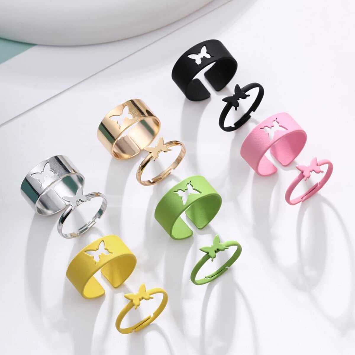 Jewels Galaxy Stylish Vintage Floral Designs Silver Plushy Rings For Women/Girls (Mixed Sizes) (Design 29)