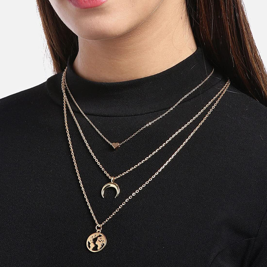 Jewels Galaxy Stylish Multi Layered Gold Plated Stunning Necklace For Women/Girls (Design 23) (JG-PC-NCKI-22106)