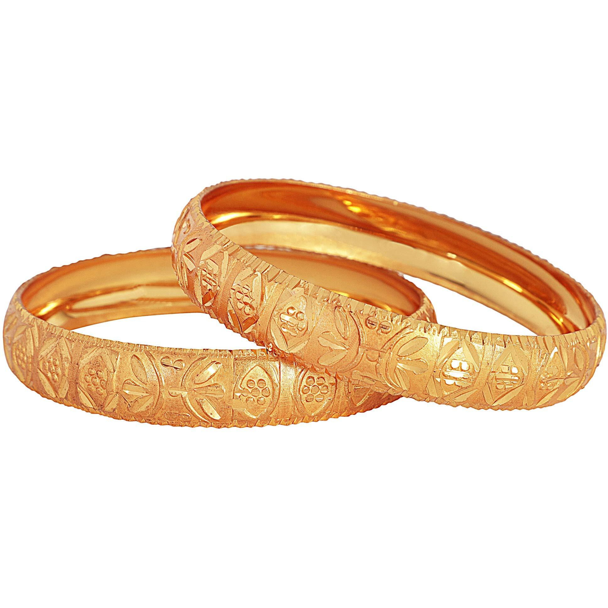 Shining Diva Fashion Set of 2 Latest Traditional Design One Gram Gold Plated Bracelet Bangle for Women and Girls (Design3) (11717b_2.4)