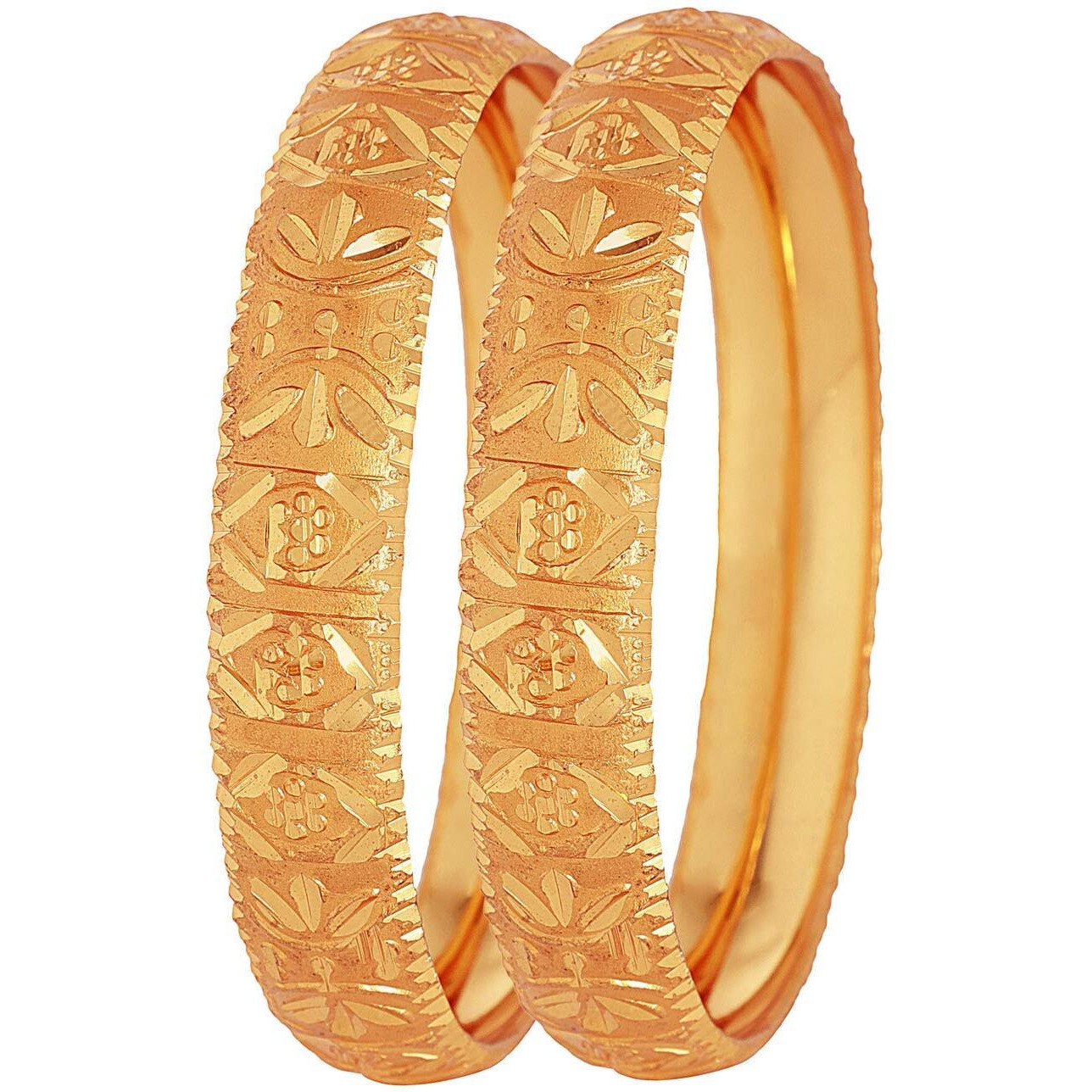 Shining Diva Fashion Set of 2 Latest Traditional Design One Gram Gold Plated Bracelet Bangle for Women and Girls (Design3) (11717b_2.4)