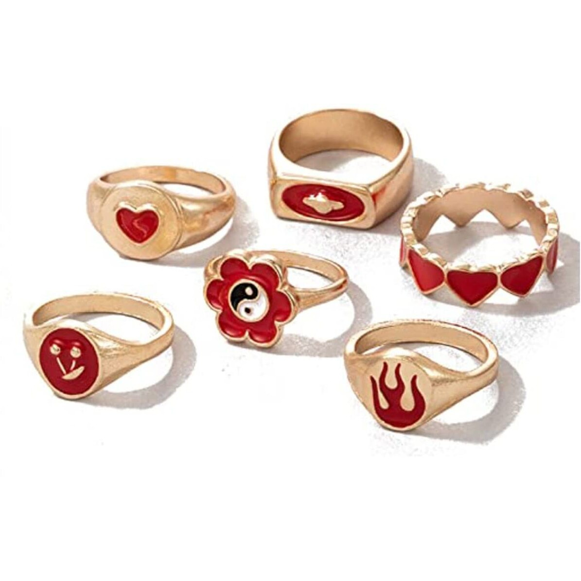 Jewels Galaxy Stylish Vintage Floral Designs Silver Plushy Rings For Women/Girls (Mixed Sizes) (Design 27)