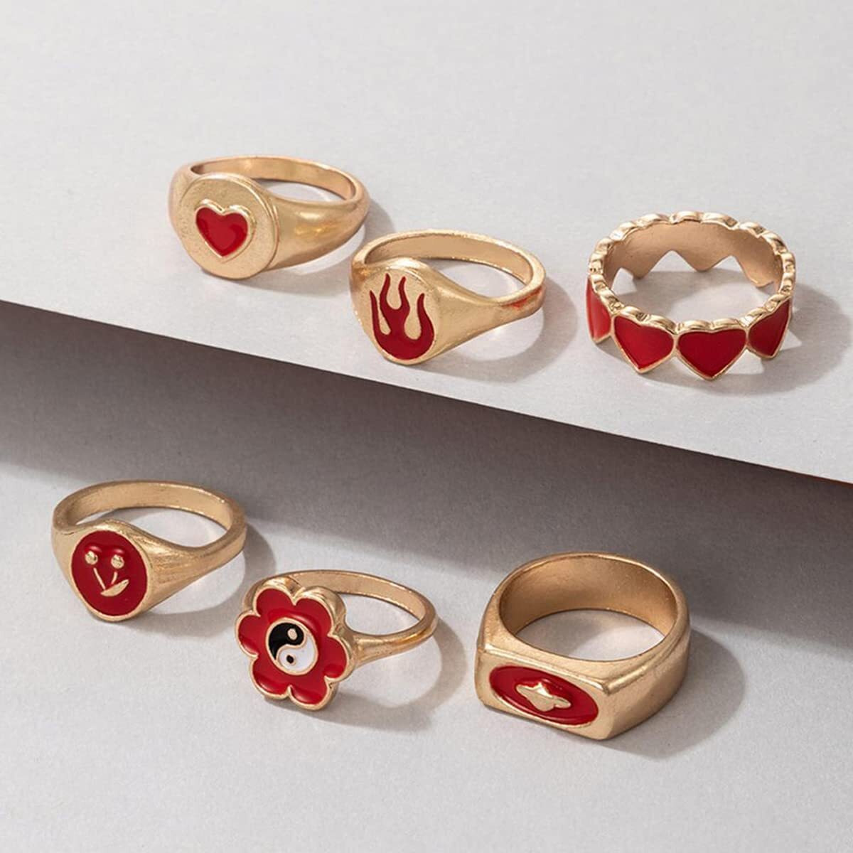 Jewels Galaxy Stylish Vintage Floral Designs Silver Plushy Rings For Women/Girls (Mixed Sizes) (Design 27)