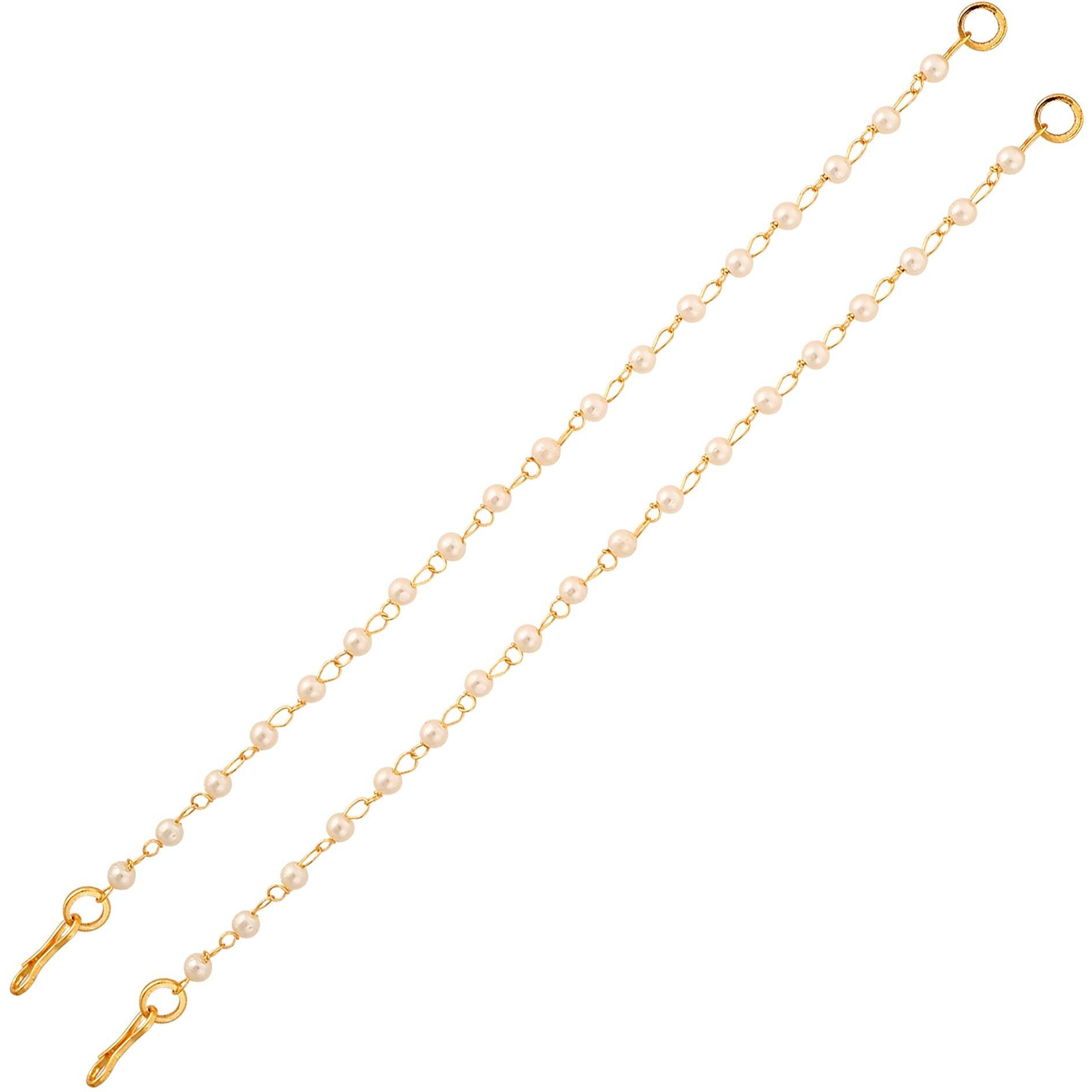 sanjog Earring For Women Brass Metal Traditional Golden Color & White Pearl For Women/Girls (Style 1)