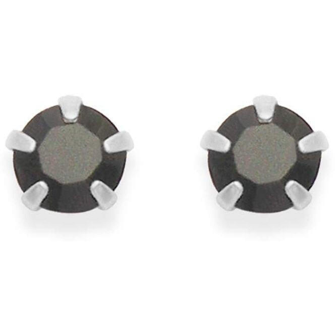 KUKSHYA Exclusive 925 Pure Silver Pair of Round Single Black CZ Stone Piercing Stud Earrings for Baby Girl, Men, Women, Girls & Boys (4)