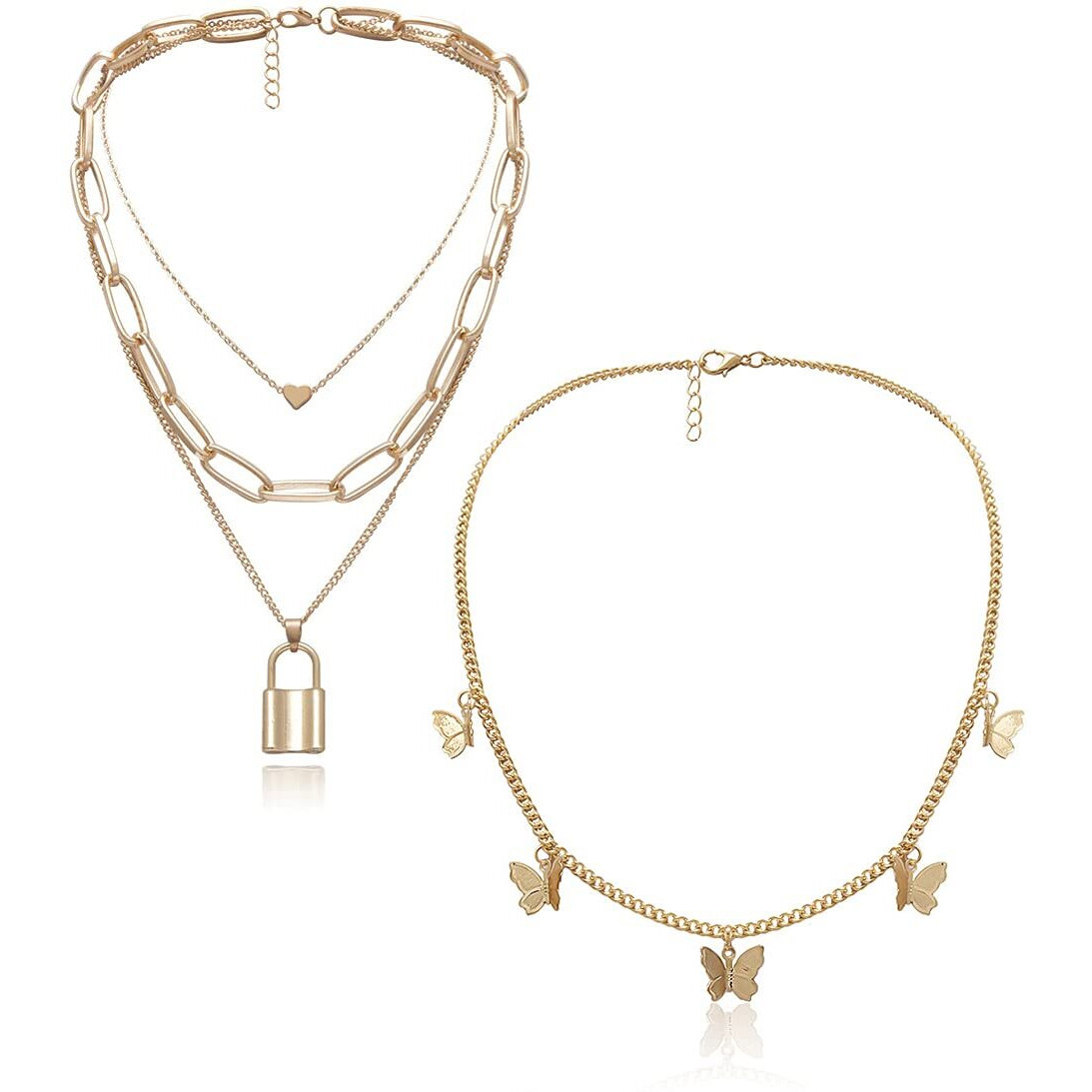YouBella Jewellery Stylish Combo of Two Necklace Chains for Women and Girls (Style 4)