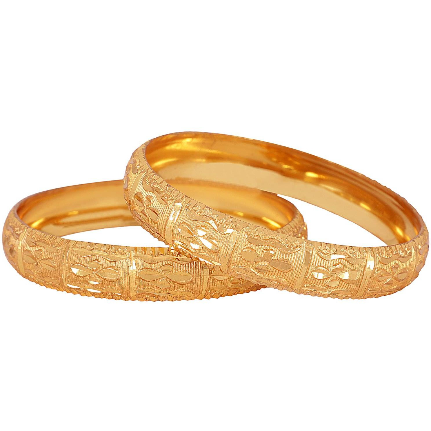 Shining Diva Fashion Set of 2 Latest Traditional Design One Gram Gold Plated Bangle for Women (Design2) (11716b_2.6)