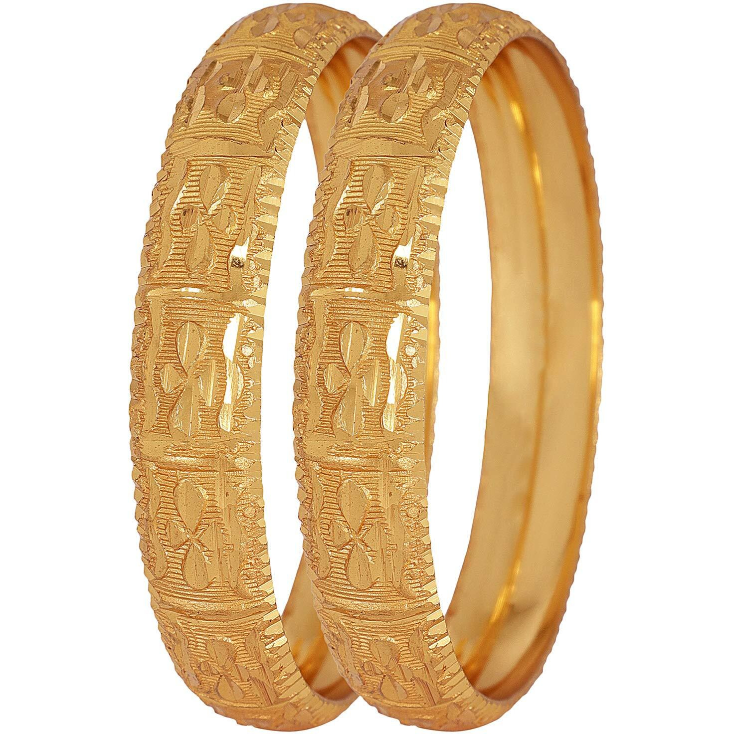 Shining Diva Fashion Set of 2 Latest Traditional Design One Gram Gold Plated Bangle for Women (Design2) (11716b_2.6)