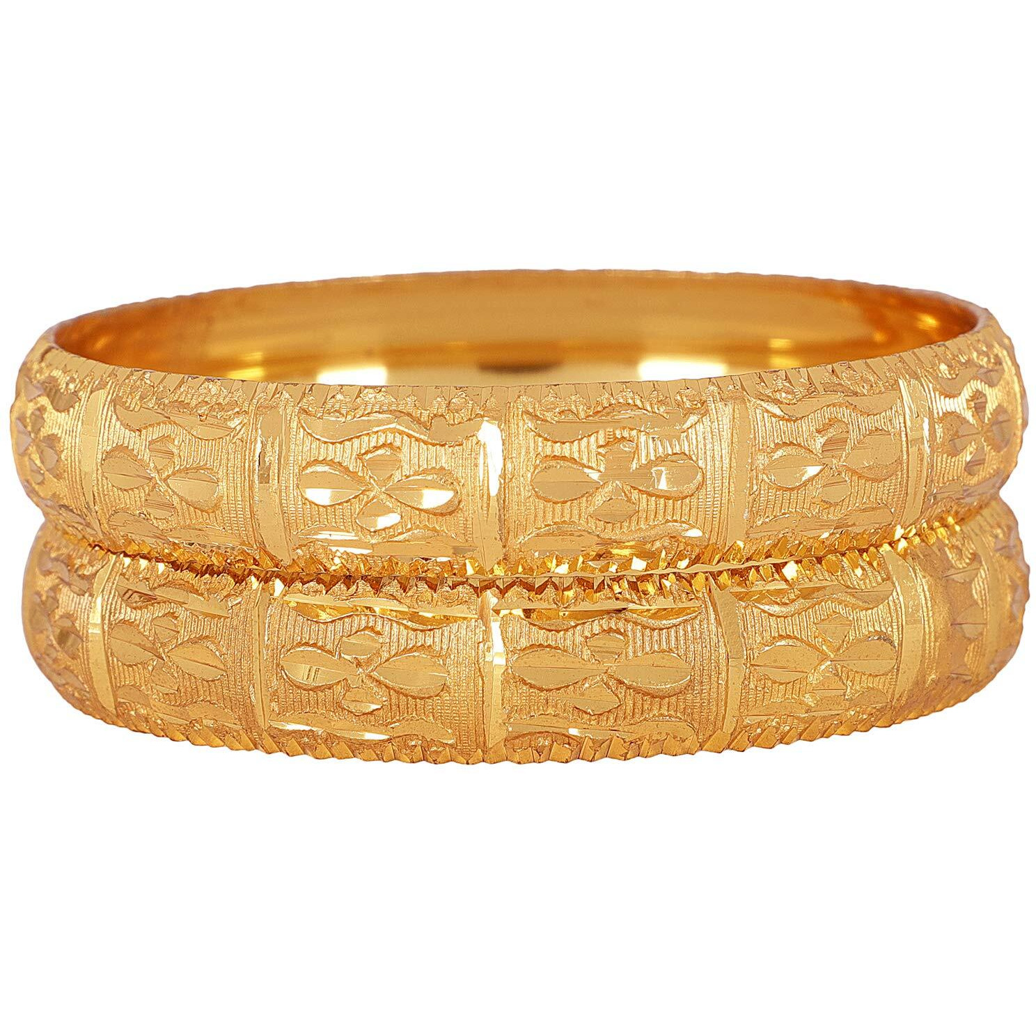 Shining Diva Fashion Set of 2 Latest Traditional Design One Gram Gold Plated Bangle for Women (Design2) (11716b_2.6)