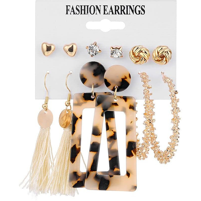 Shining Diva Fashion Latest Stylish Combo Design 6 Pairs Metal Earrings for Women and Girls (L12746er), Golden, 1