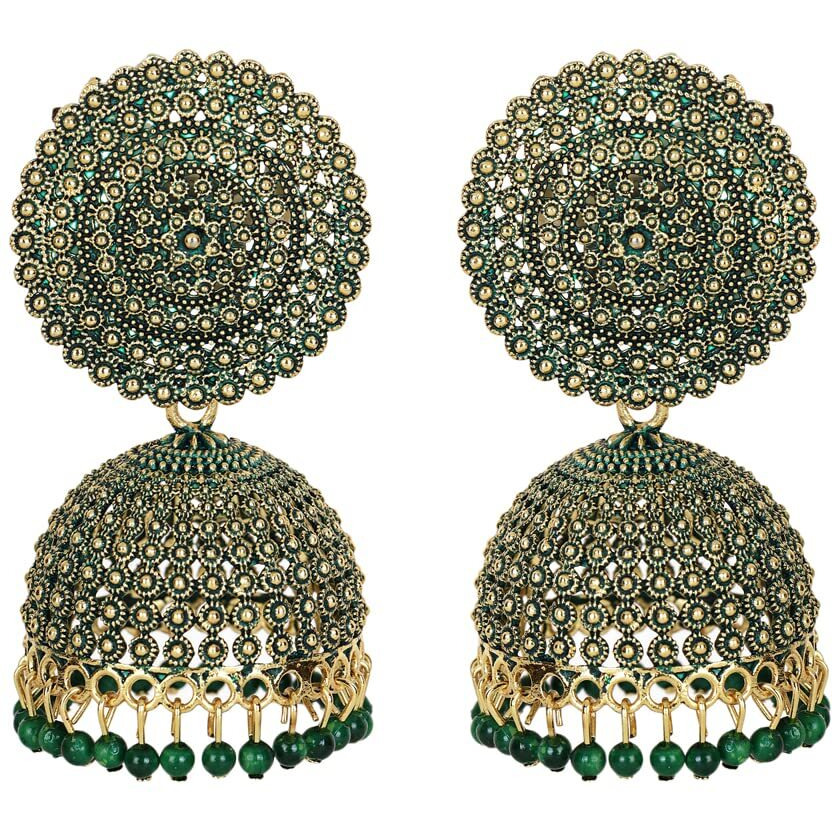 Shining Diva Fashion Latest Stylish Traditional Antique Gold Plated Jhumki Earrings for Women & Girls (13314er), One Size