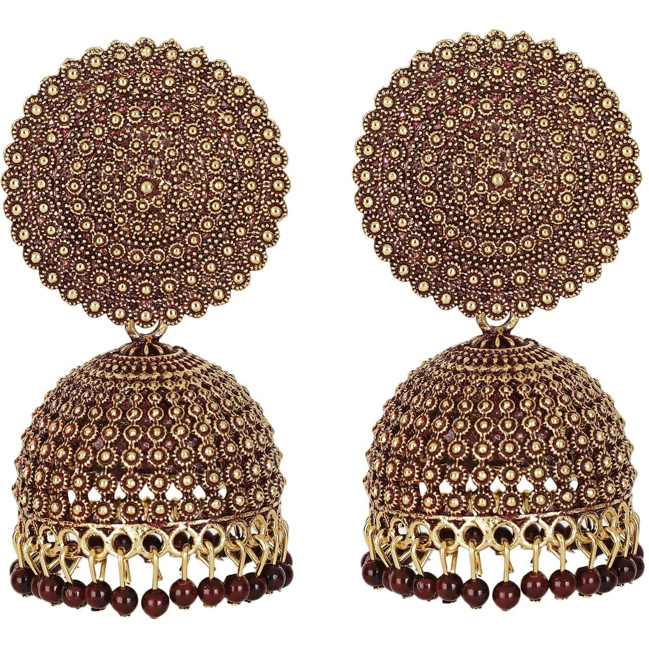 Shining Diva Fashion Latest Stylish Traditional Antique Gold Plated Jhumki Earrings for Women & Girls (13318er), One Size