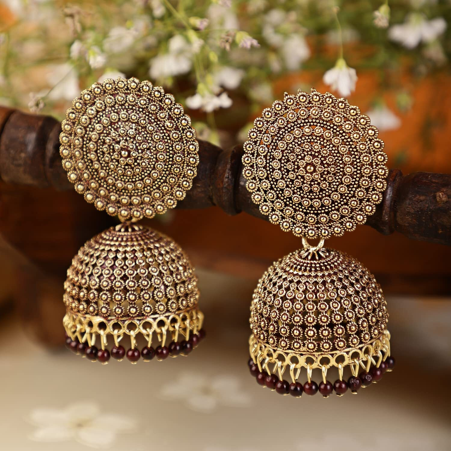 Shining Diva Fashion Latest Stylish Traditional Antique Gold Plated Jhumki Earrings for Women & Girls (13318er), One Size