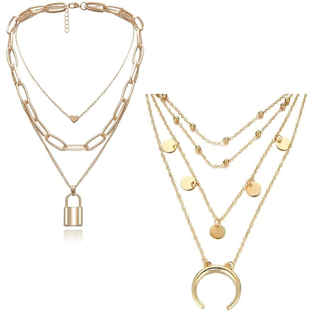 YouBella Jewellery Stylish Combo of Two Necklace Chains for Women and Girls (Style 3)