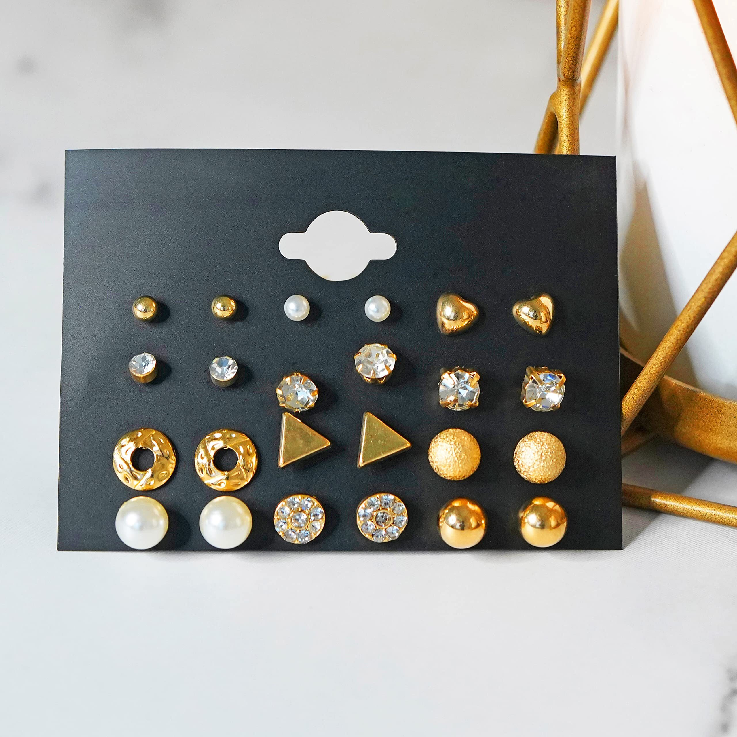 Fashion Frill Western Silver Studs Earrings For Women Fashion Girls Traditional Combo Set Of 24 Pair