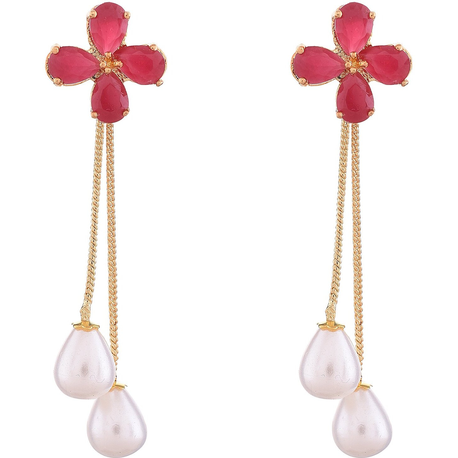 Ratnavali Jewels Fashion Jewellery Gold Plated Sparkling Colors Pearl Fancy Dangle & Drop Earrings Tops Women/Girls