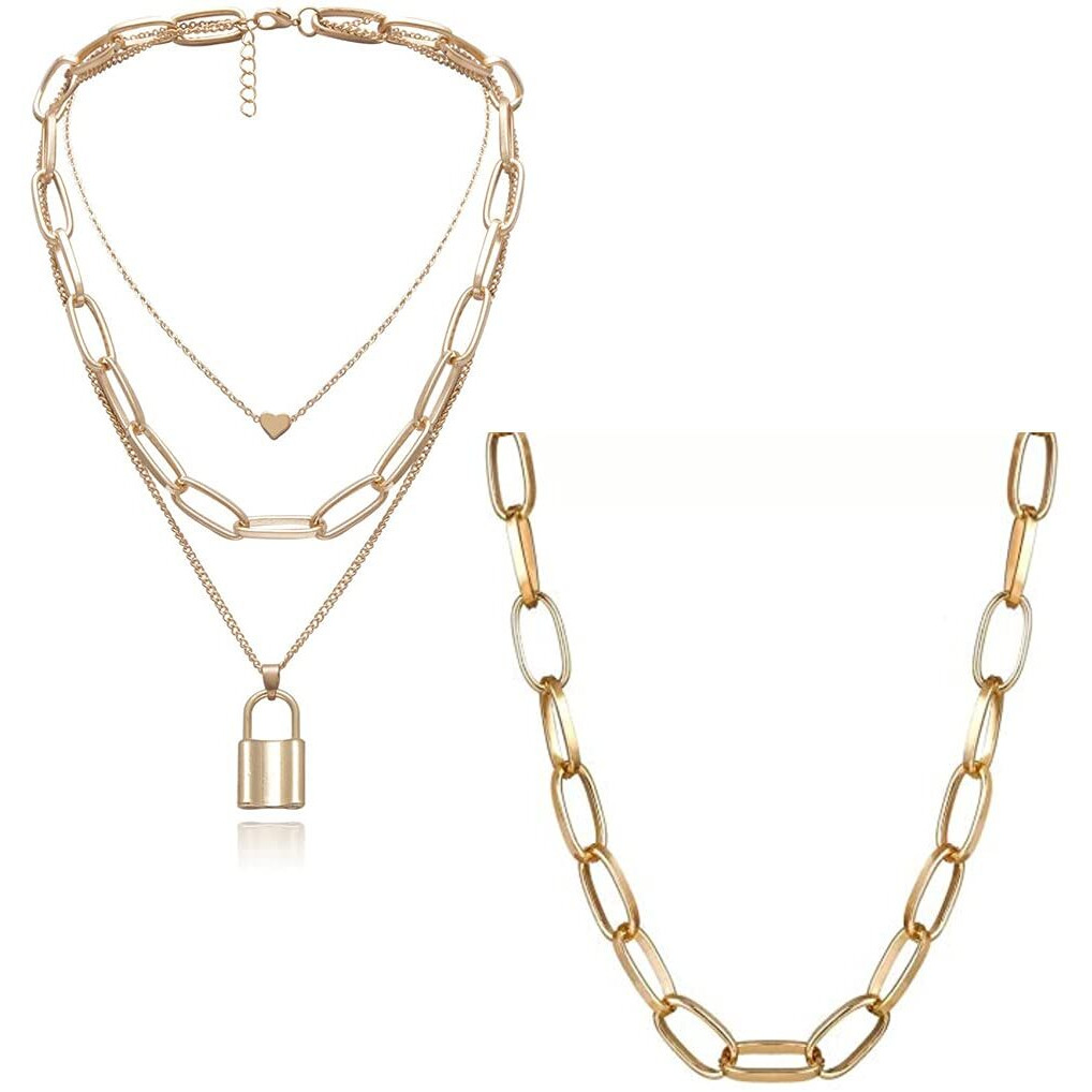 YouBella Jewellery Stylish Combo of Two Necklace Chains for Women and Girls (Style 1)