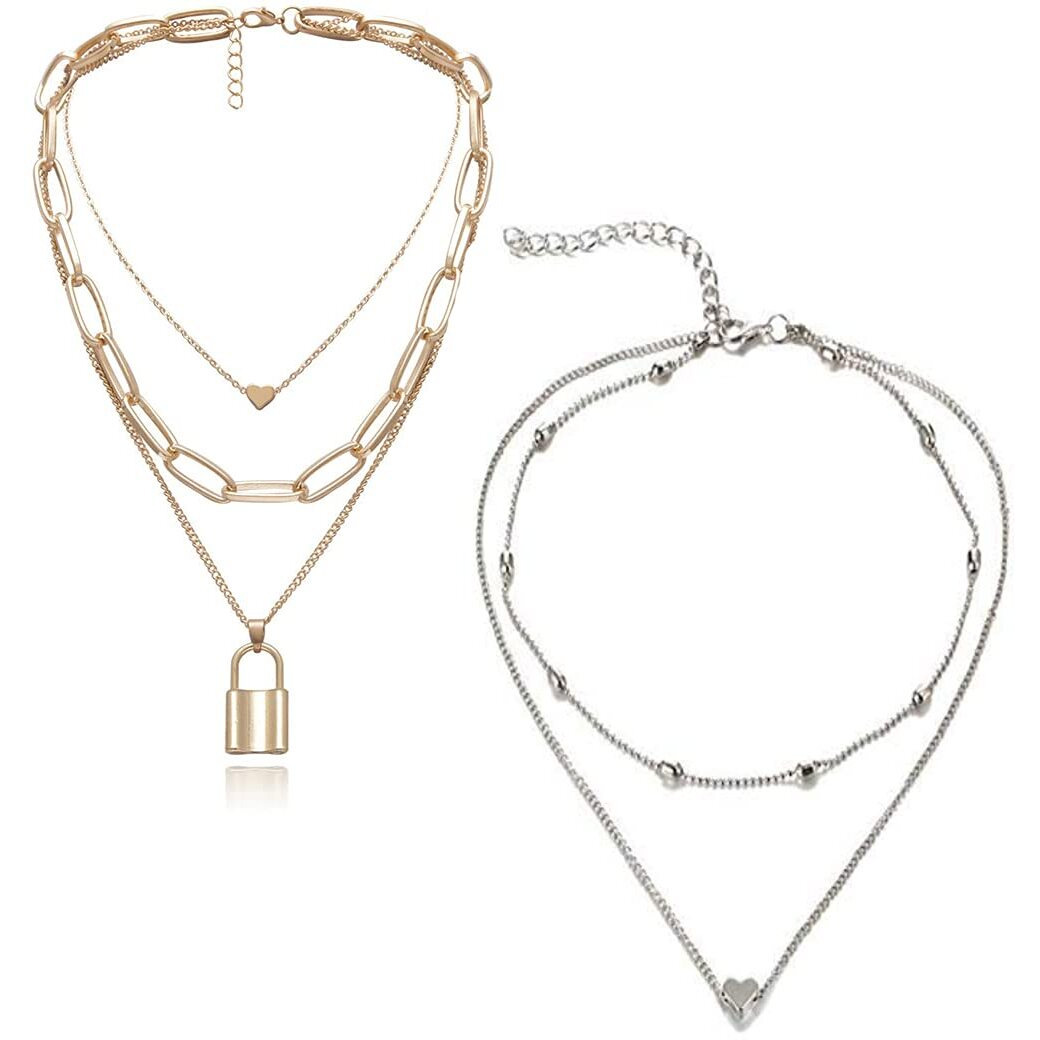 YouBella Jewellery Stylish Combo of Two Necklace Chains for Women and Girls (Style 5)