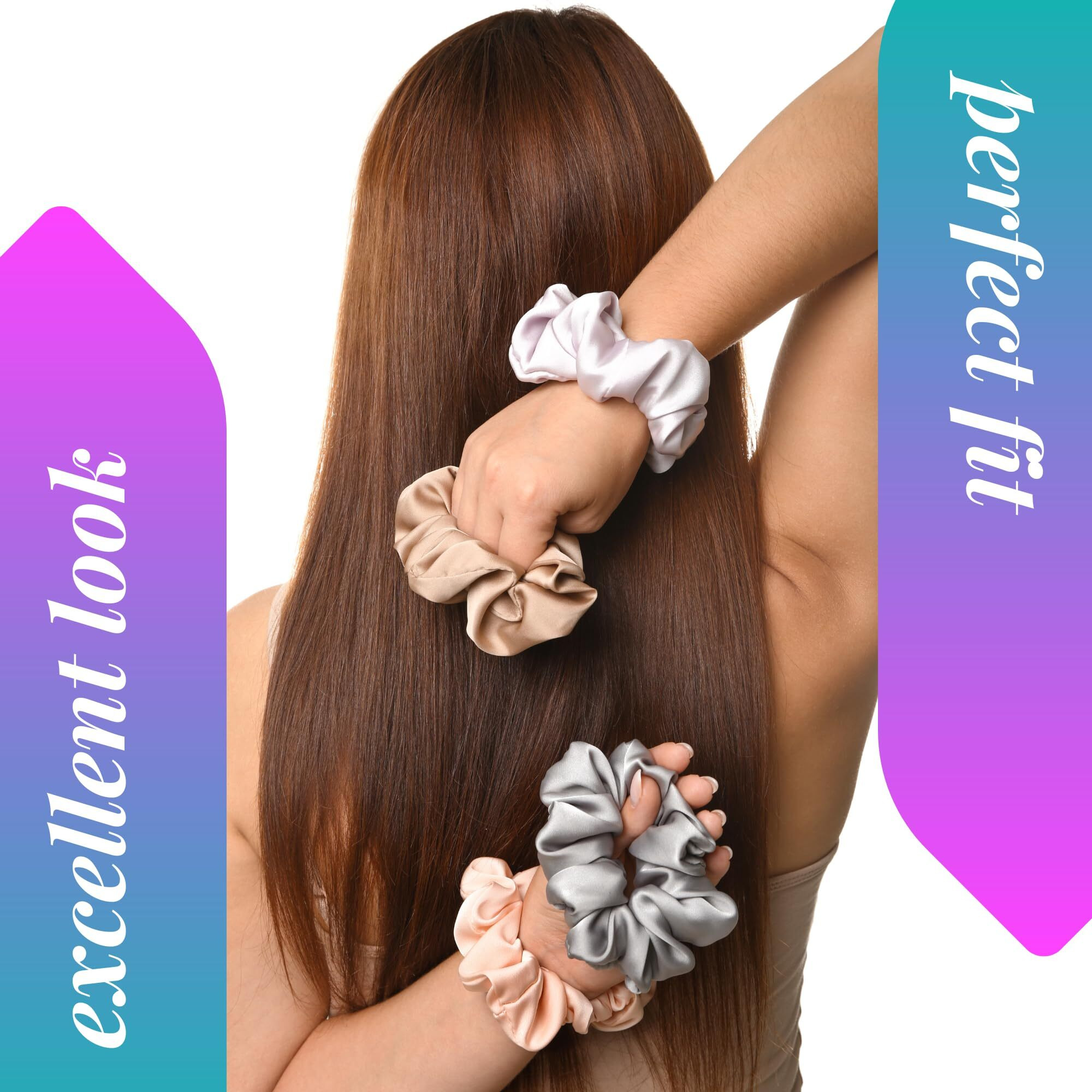 Dvabeautyshop Soft silk premium scrunchies hairband for women girls (Multicolor, 14)