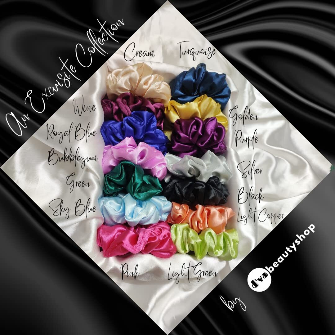 Dvabeautyshop Soft silk premium scrunchies hairband for women girls (Multicolor, 14)
