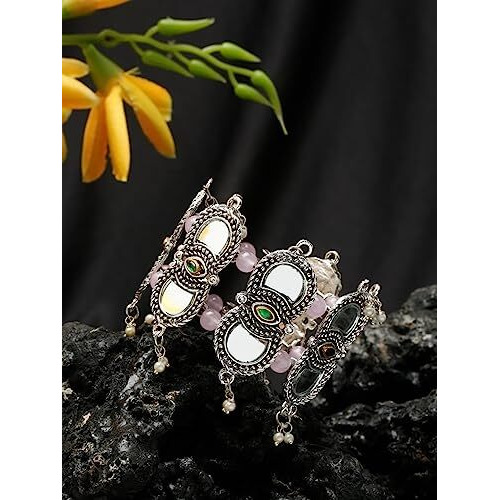 YouBella Jewellery for Women Celebrity Inspired Oxidised Silver Plated Cuff Bracelet Bangle for Women and Girls (Style 5)