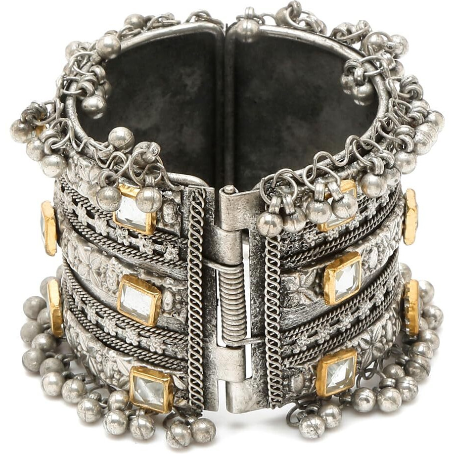 YouBella Jewellery for Women Celebrity Inspired Oxidised Silver Plated Cuff Bracelet Bangle for Women and Girls (Style 4)