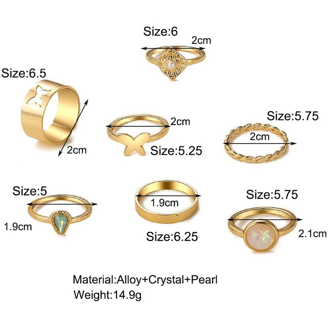 Jewels Galaxy Mesmerizing Vintage Gold Plated Stunning Rings For Women/Girls (Mixed Sizes) (Design 19)