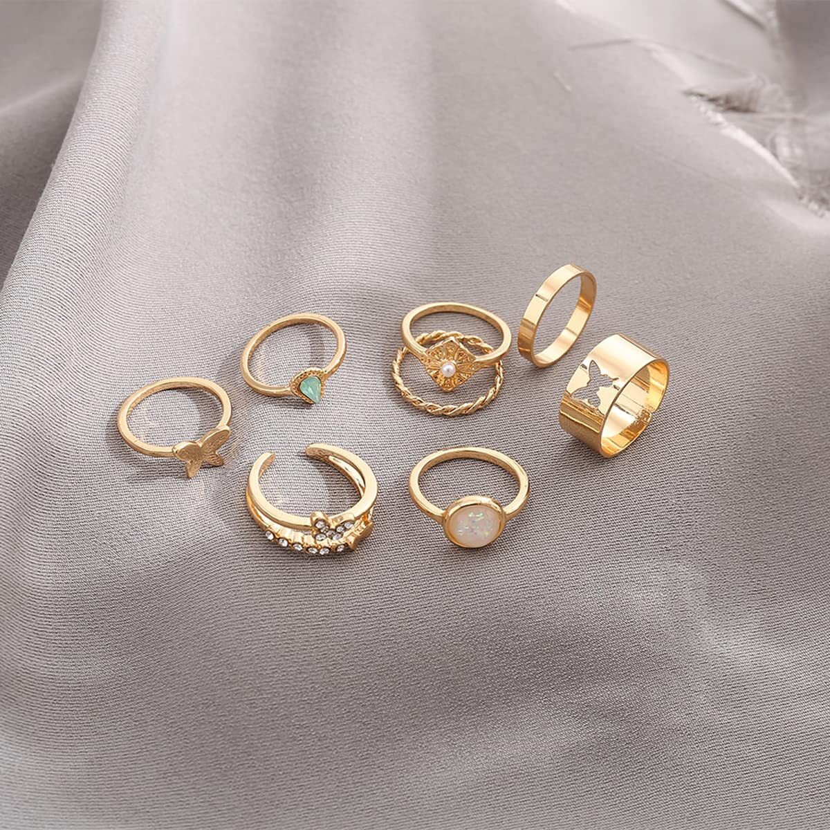 Jewels Galaxy Mesmerizing Vintage Gold Plated Stunning Rings For Women/Girls (Mixed Sizes) (Design 19)